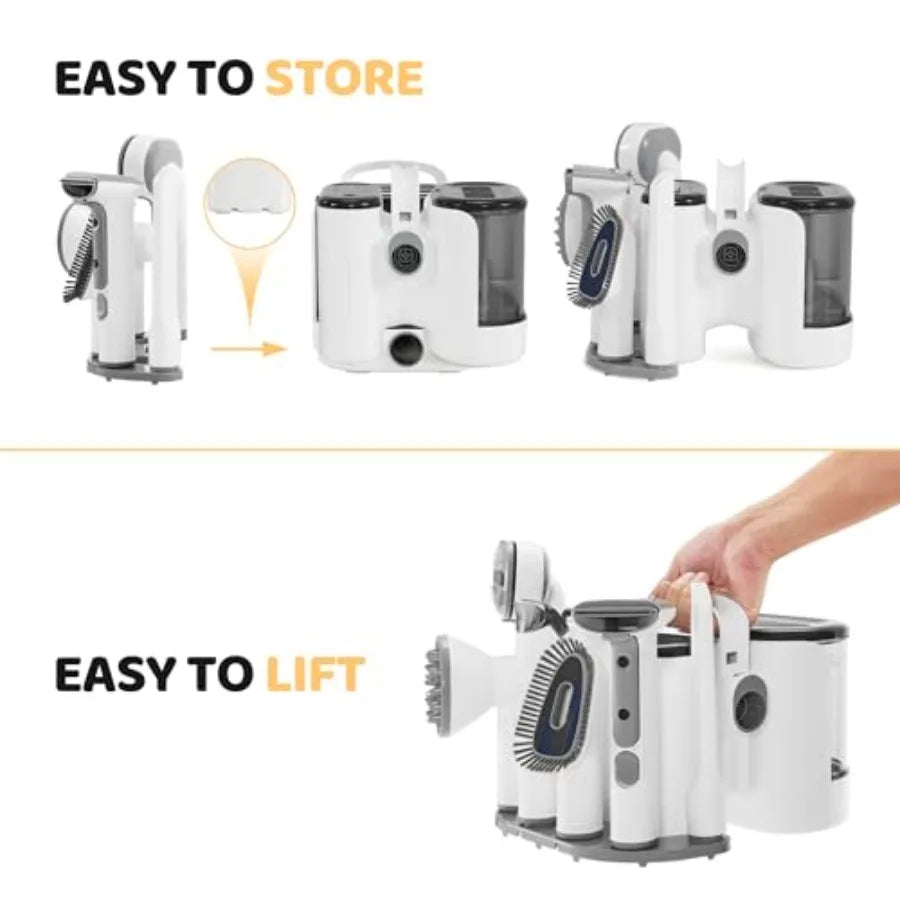 Exacme 7 in 1 Dog Grooming Vacuum and Dryer Grooming Kit Suction Pet Hair with 2.5L Dust Cup Adjustable Speed and Temperature C