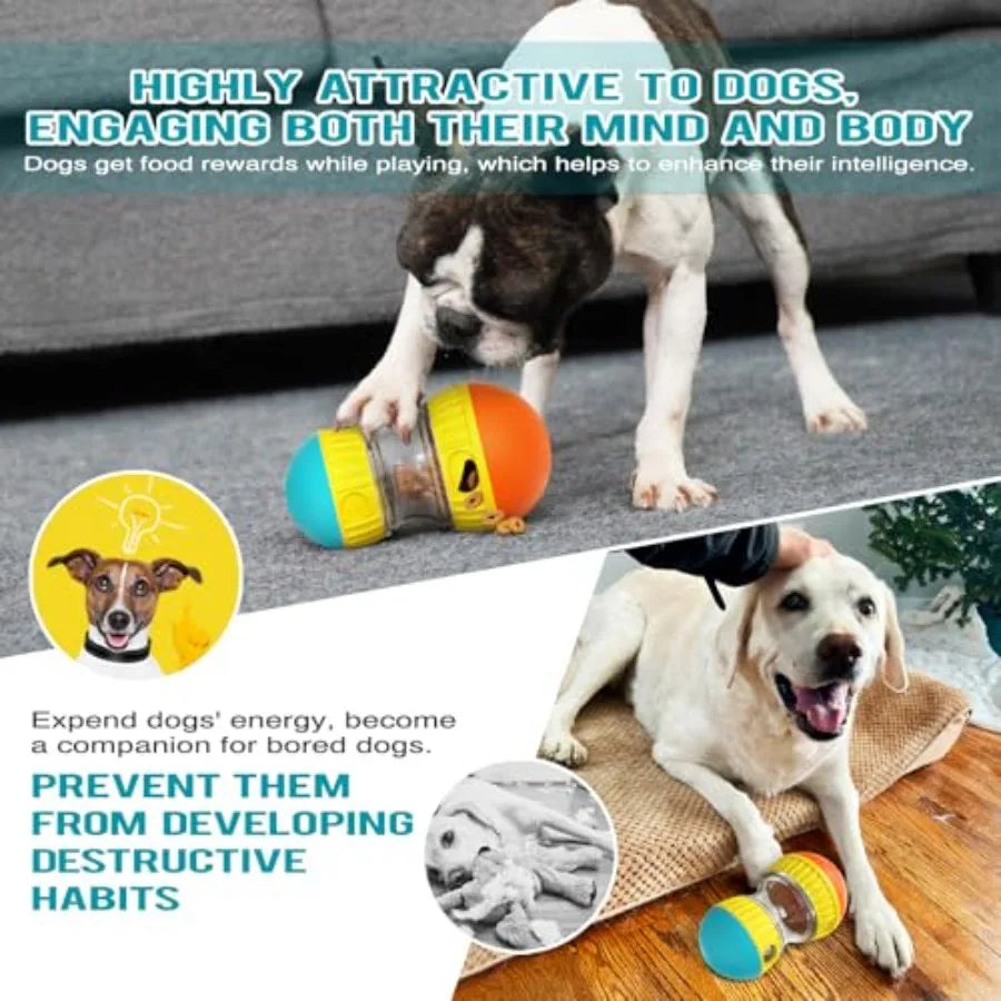 Dog Treat Dispensing Puzzle Toy Adjustable Food Dispenser Slow Feeder Puppy Enrichment Rolling Ball Pet Interactive Chase Toys