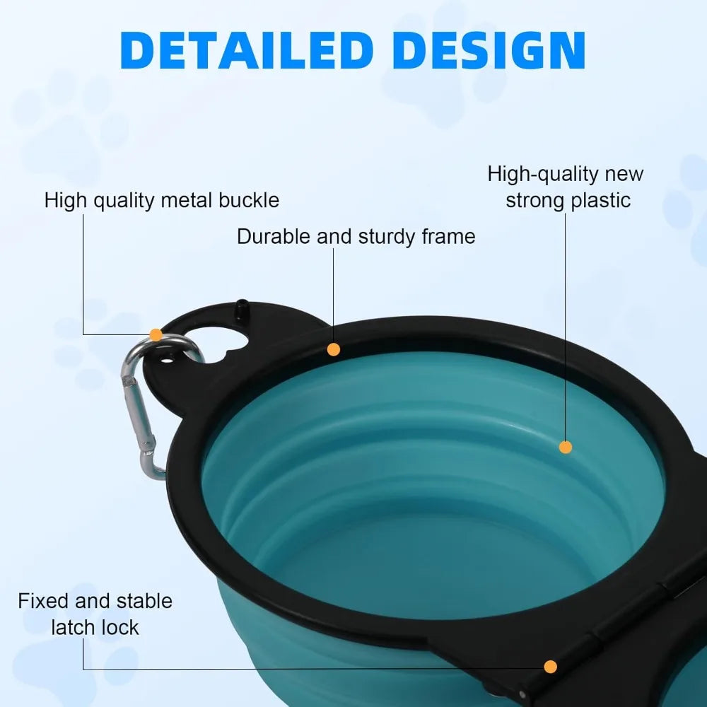 3 PCS Collapsible Pet Double Bowls Portable Dog Travel Bowl Foldable Dog Food Bowl Water Bowl for Outdoor Traveling Camping Walking Supplies, Suitable for Most Pets To Use