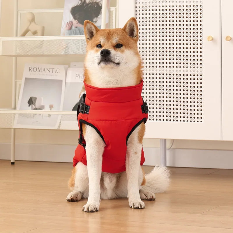Winter Dog Clothes with Harness Waterproof Warm Pet Dog Cotton Jacket for Small Large Dogs Puppy Clothing French-Bulldog Coat