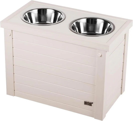Elevated Dog Feeder with 2 Stainless Steel Bowls and Sliding Lid Storage Bin for Taller Dogs