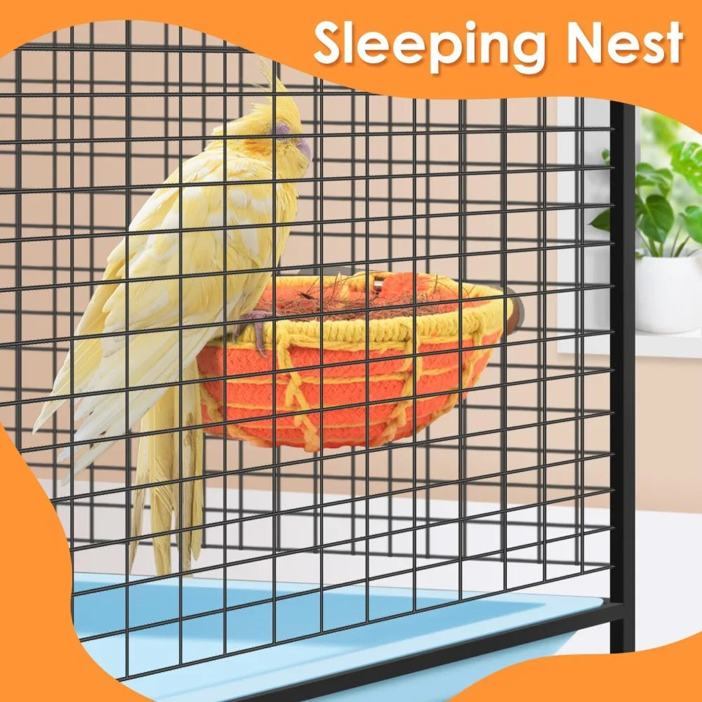 Natural Coconut Fiber Bird Nest Bed for Breeding Parakeet Cockatiel Conure Lovebird Canary Finch Small Parrot Pet House