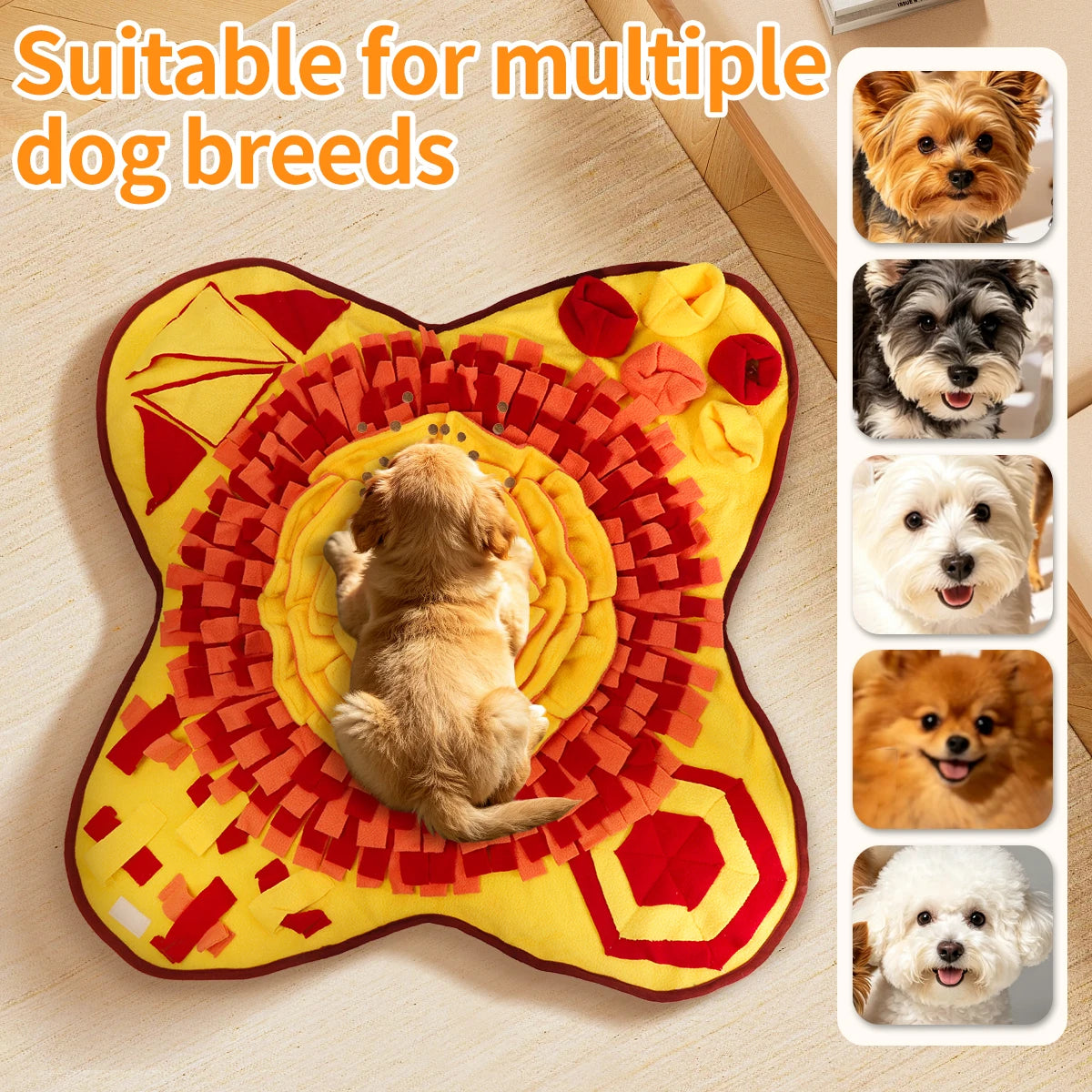 Pet sniffing mat - Dog intelligence food hiding and slow eating training mat - Washable, resistant to chewing, tear-resistant household sniffing blanket - Cat and dog stress-relieving interactive toy - Energy-consuming pet fo