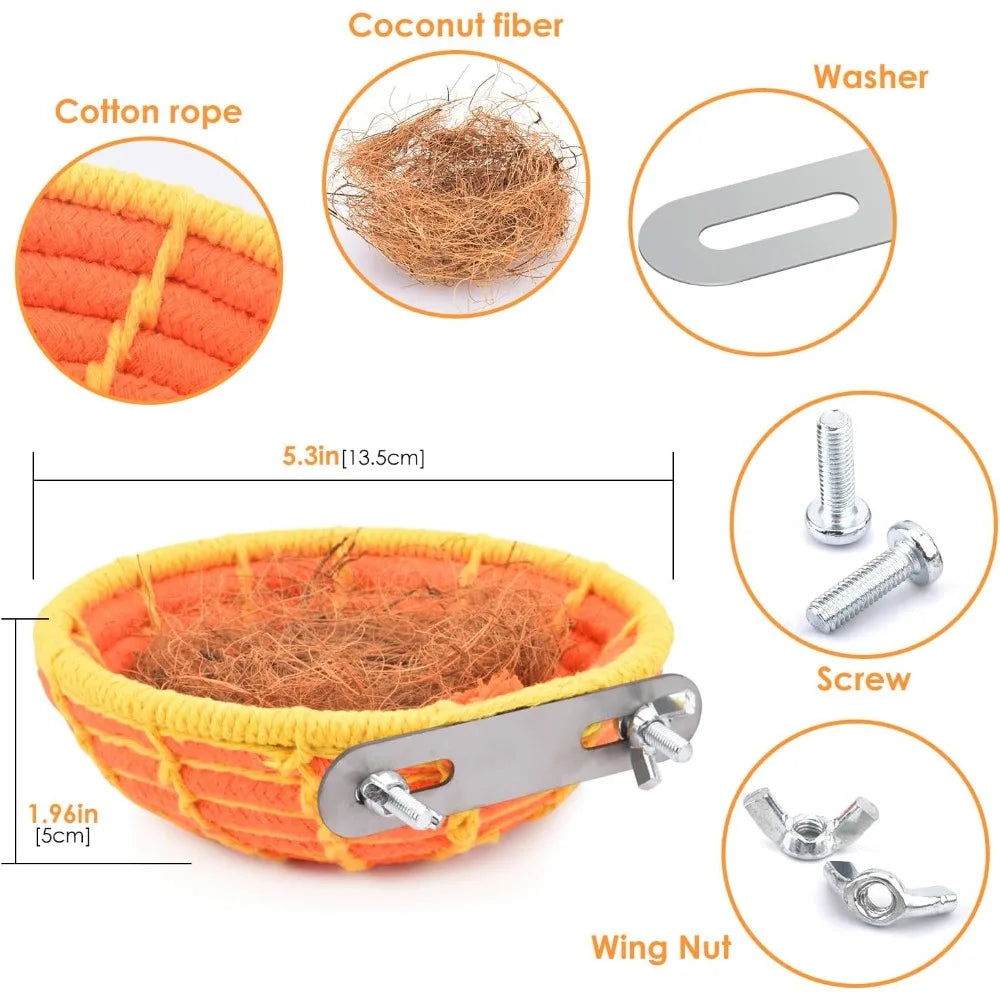 Natural Coconut Fiber Bird Nest Bed for Breeding Parakeet Cockatiel Conure Lovebird Canary Finch Small Parrot Pet House