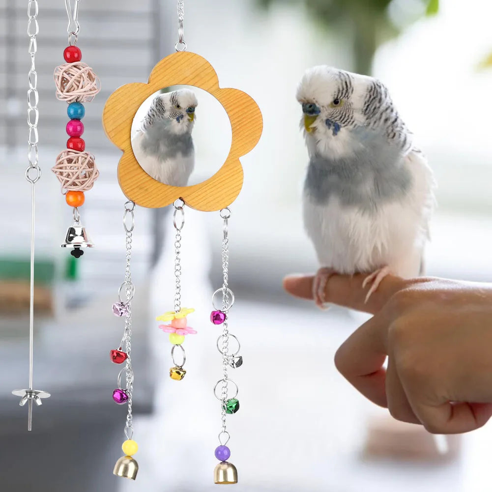 10PCS Bird Toys Set Small Parrot Hanging Hammock Parrot Toy Perch Toys for Budgerigar Parakeet Conure Cockatiel Mynah