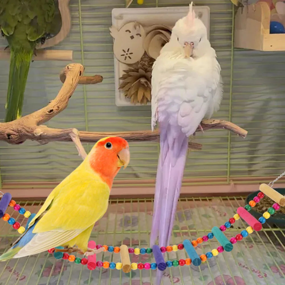 10PCS Bird Toys Set Small Parrot Hanging Hammock Bird Perch Stand Parrot Toy for Budgerigar Parakeet Conure Cockatiel Mynah