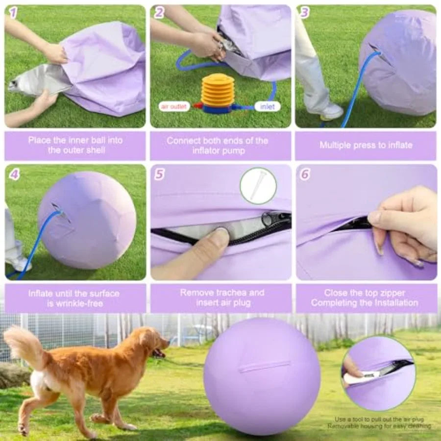 25" Herding Ball Set for Dogs and Horses Durable Waterproof Dog Toy Dual-Layer Large Interactive Pet Play Ball for Australian S