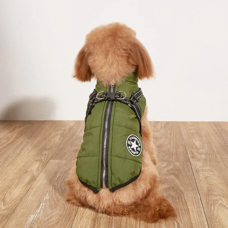 Winter Dog Clothes with Harness Waterproof Warm Pet Dog Cotton Jacket for Small Large Dogs Puppy Clothing French-Bulldog Coat