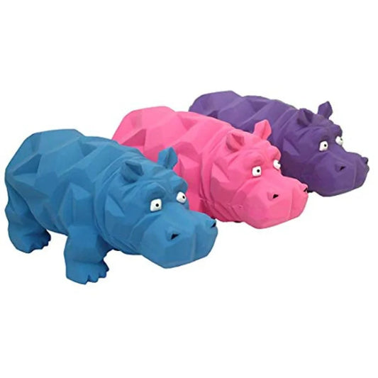3 Pack of Origami Hippo Latex Dog Toys 8 Inch Assorted Colors