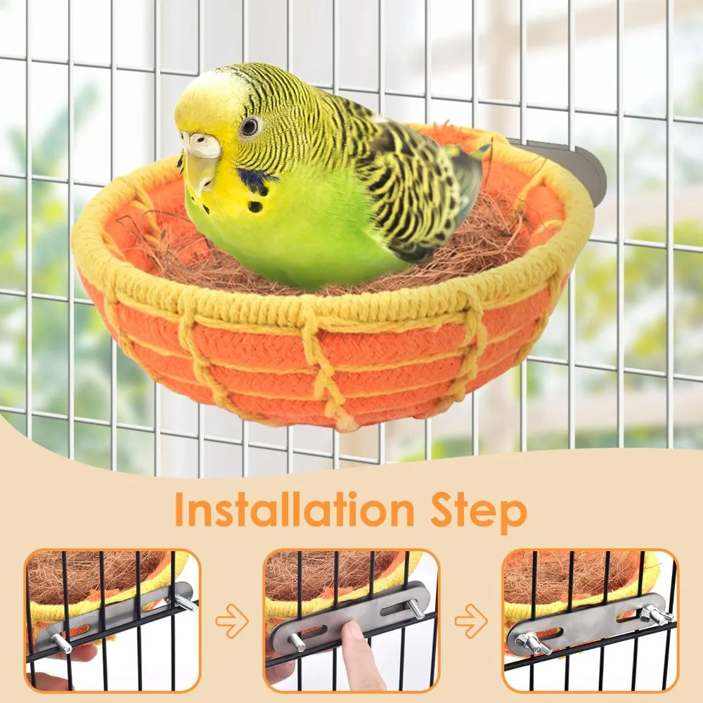 Natural Coconut Fiber Bird Nest Bed for Breeding Parakeet Cockatiel Conure Lovebird Canary Finch Small Parrot Pet House
