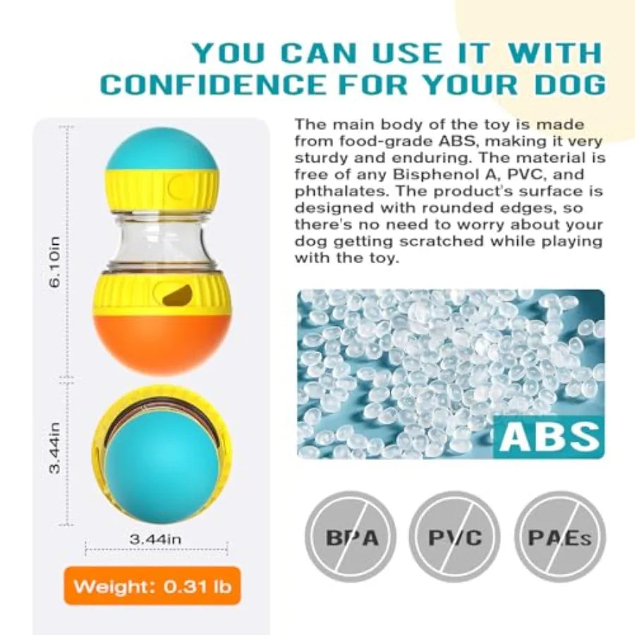 Dog Treat Dispensing Puzzle Toy Adjustable Food Dispenser Slow Feeder Puppy Enrichment Rolling Ball Pet Interactive Chase Toys