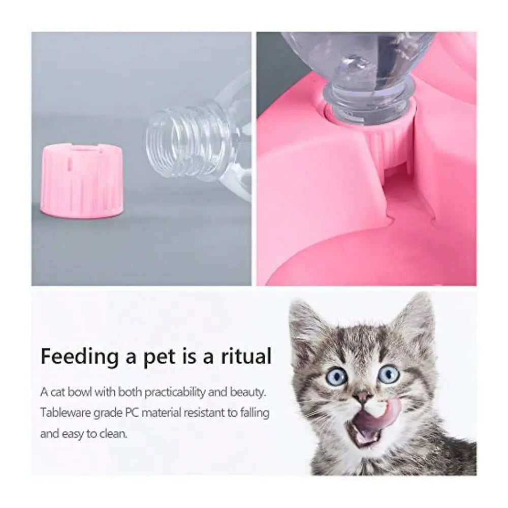 Dog Cat Bowls Pets Water And Food Bowl Set 15Tilted Water And Food Bowl Set With Automatic Waterer Bottle For Small Or Medium S