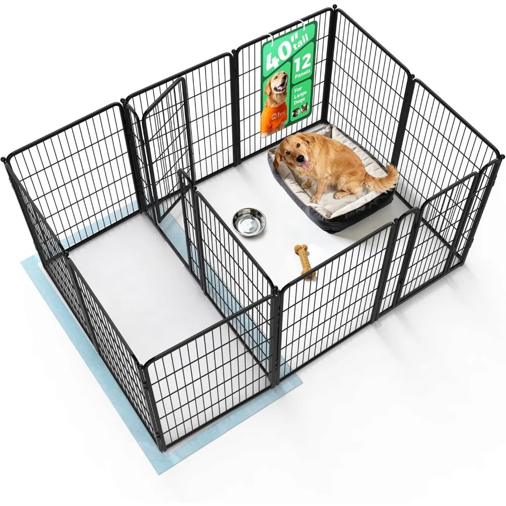 Homeplus Unleashed Indoor Dog Playpen - Stress-Free and Safe Play, Heavy Duty 40 Inch 12 Panels with Connectors，Customized