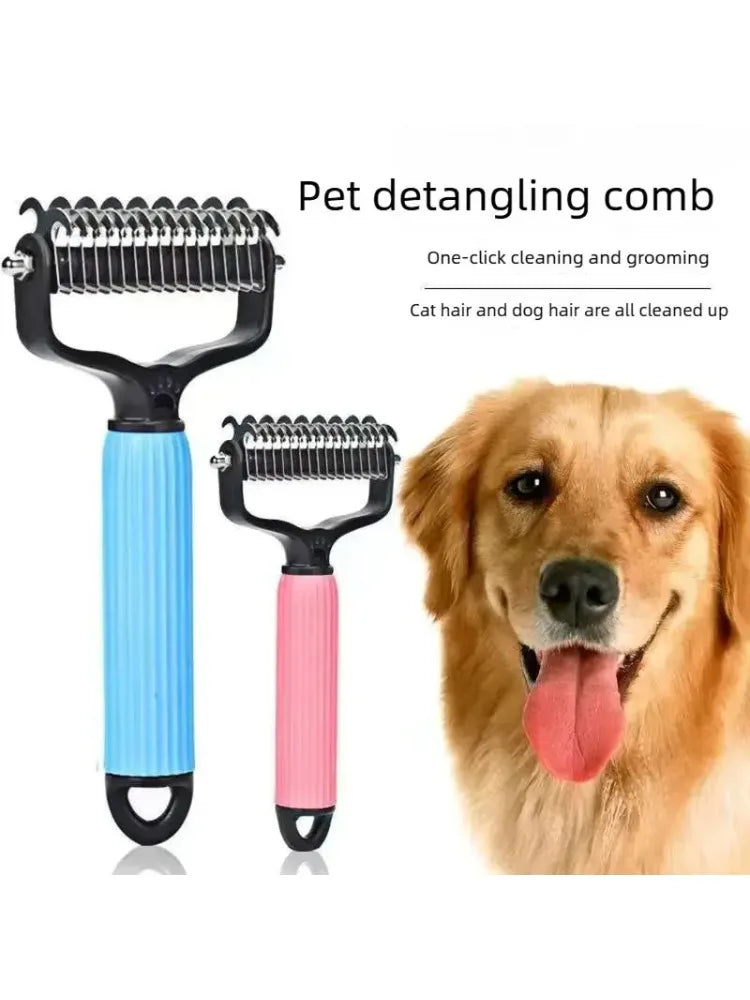 Pet Grooming Tool, Universal Detangling Comb for Dogs, Stainless Steel Double-Sided Design, Effective Shedding Removal & Matted Hair Tamer, Practical Daily Dog Coat Maintenance Supplies.