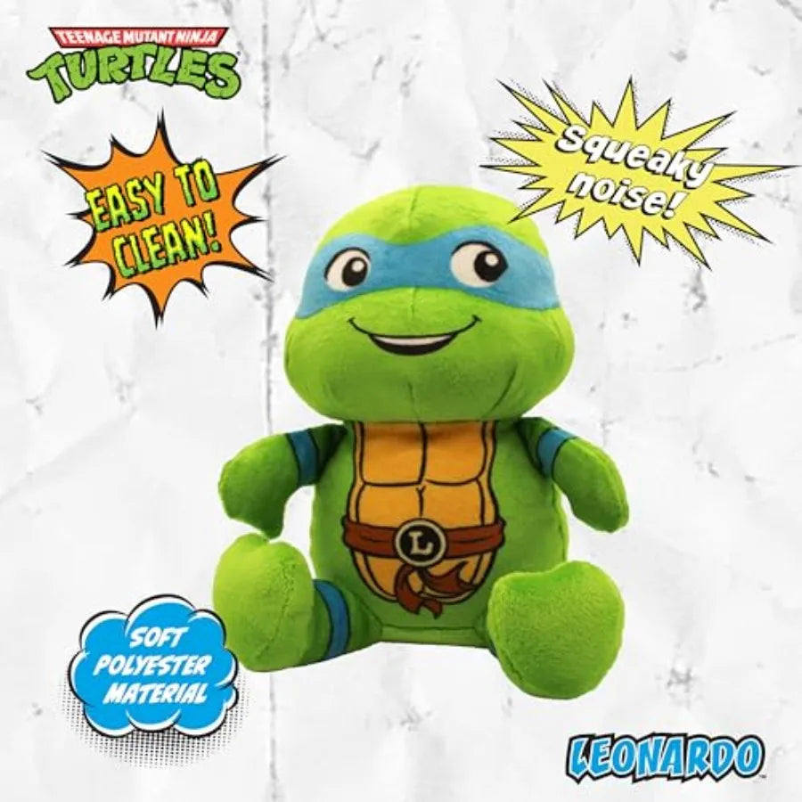 Teenage Mutant Ninja Turtle Official Merchandise TMNT Toys Squeaky Plush Dog Toy Stuffed Animal Turtle Squeaks for Interactive