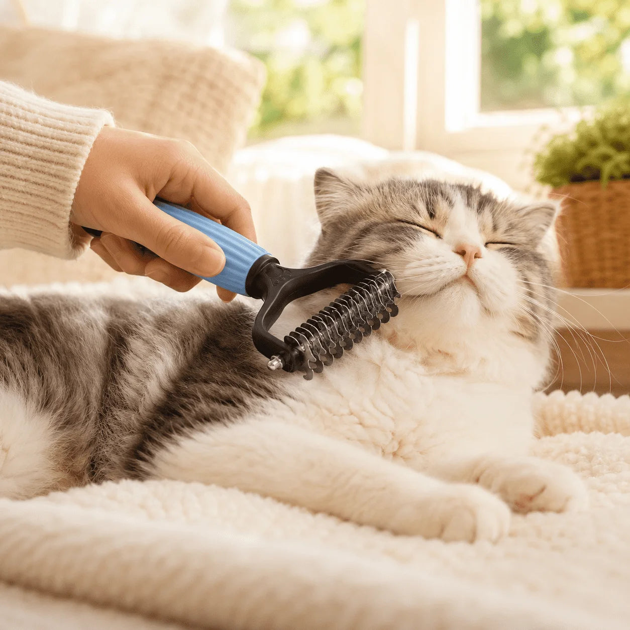 Pet Grooming Tool, Universal Detangling Comb for Dogs, Stainless Steel Double-Sided Design, Effective Shedding Removal & Matted Hair Tamer, Practical Daily Dog Coat Maintenance Supplies.