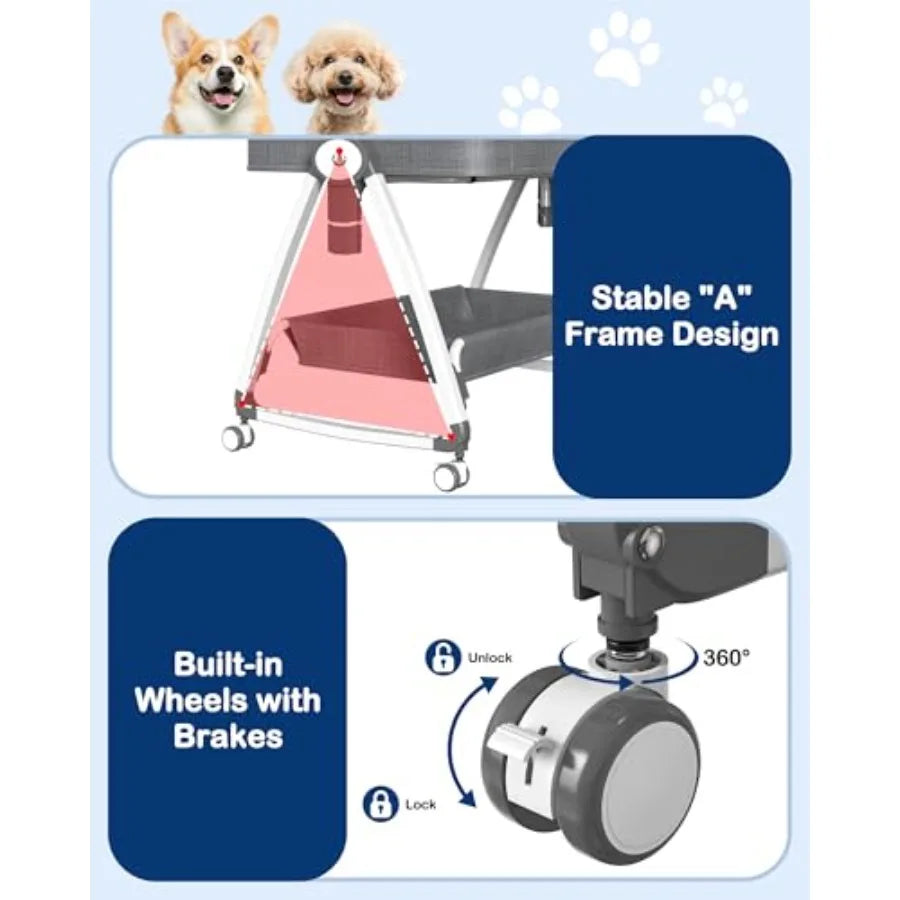 Bedside Dog Bed 6-Height Adjustable Elevated Cat Bed for Small Medium Puppy Cat Extension for Human Bed Pet Bassinet with Remov