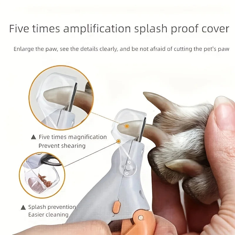 LED Light Pet Nail Clipper with Magnifying Glass – Safe Nail Trimmer Tool for Dogs & Cats, Professional Grooming Supplies