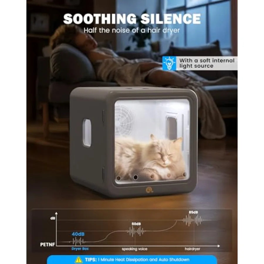 70L Automatic Pet Dryer Box - Dog Cat Blow Dryer Dog Drying Machine Kennel Dryer Grooming Quick Dog Dryer for Cats and Small Do