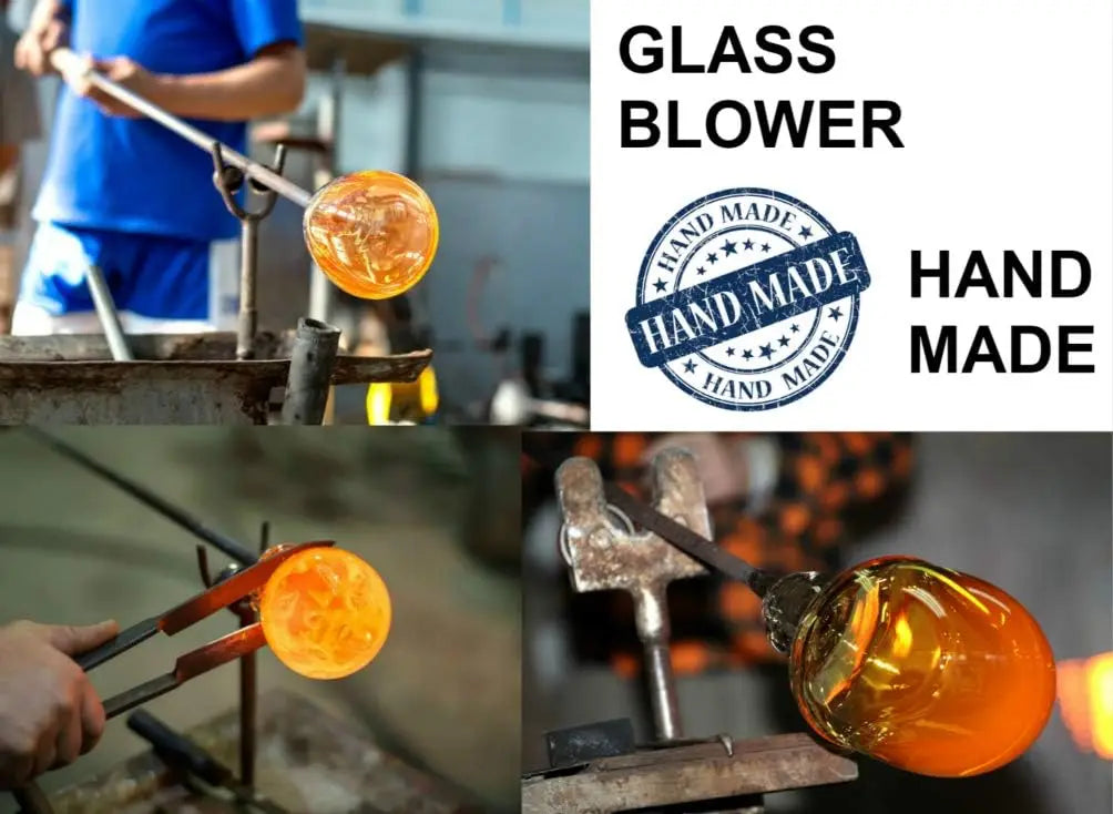 32oz Hand Blown Glass Hummingbird Feeder for Outdoor Yard, Red Firework Ant Proof Nectar Feeder with Ant Moat, Cleaning Brush & Hanging Accessories for Garden Backyard Bird Watching