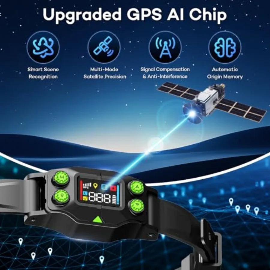 GPS Wireless Dog Fence, Rechargeable Electric Dog Collar with 3 Training Modes, Radius 25-999 Yards, IPX7 Waterproof Invisible