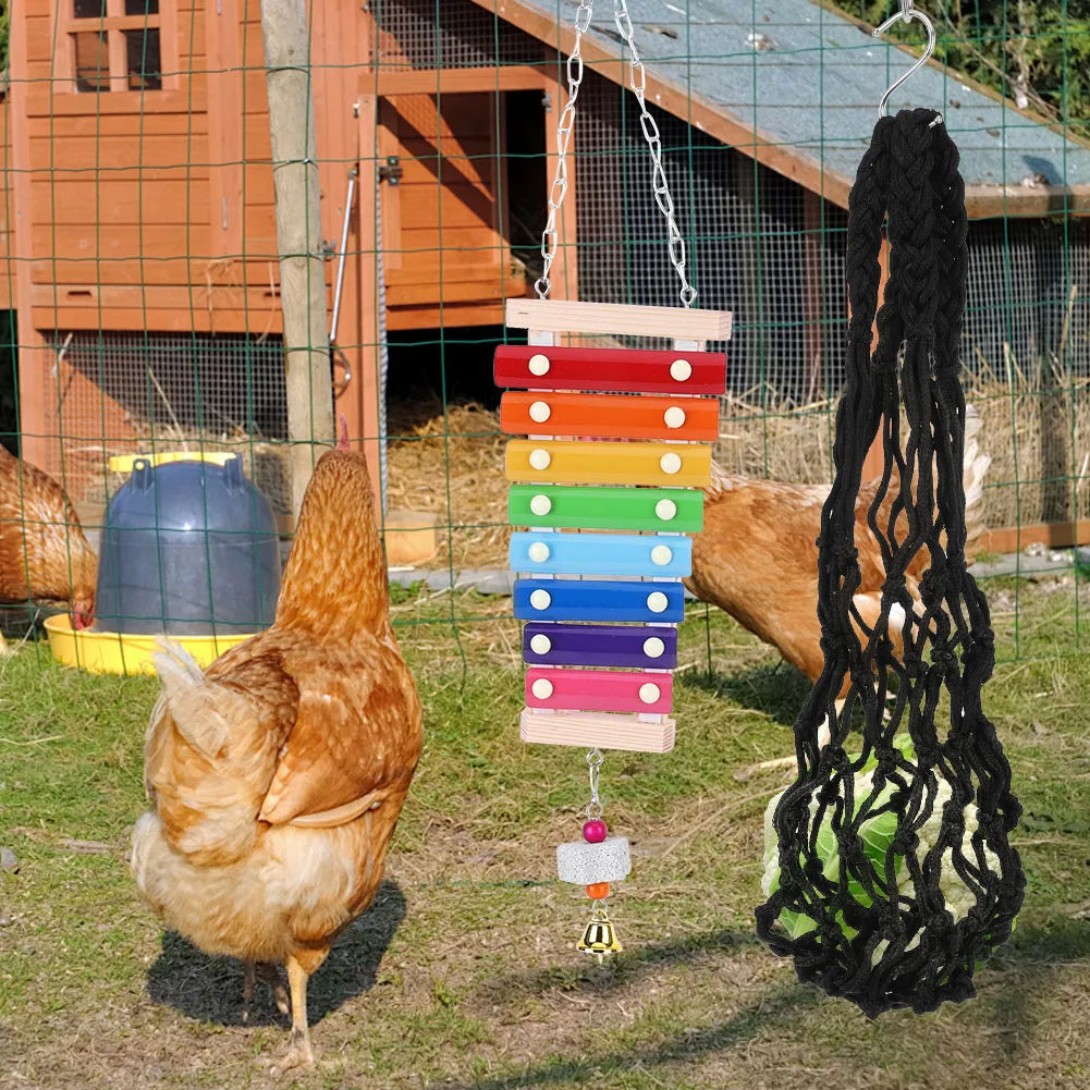 10PCS Bird Toys Set Small Parrot Hanging Hammock Parrot Toy Perch Toys for Budgerigar Parakeet Conure Cockatiel Mynah