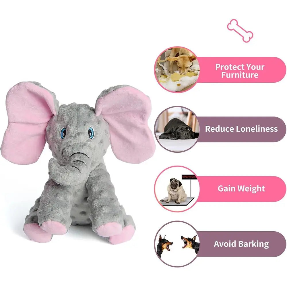 Dog Toys Puppy Toys Cute Squeaky Elephant Toy with Crinkle Paper Stuffed Plush Animal for Small Medium Large Dogs