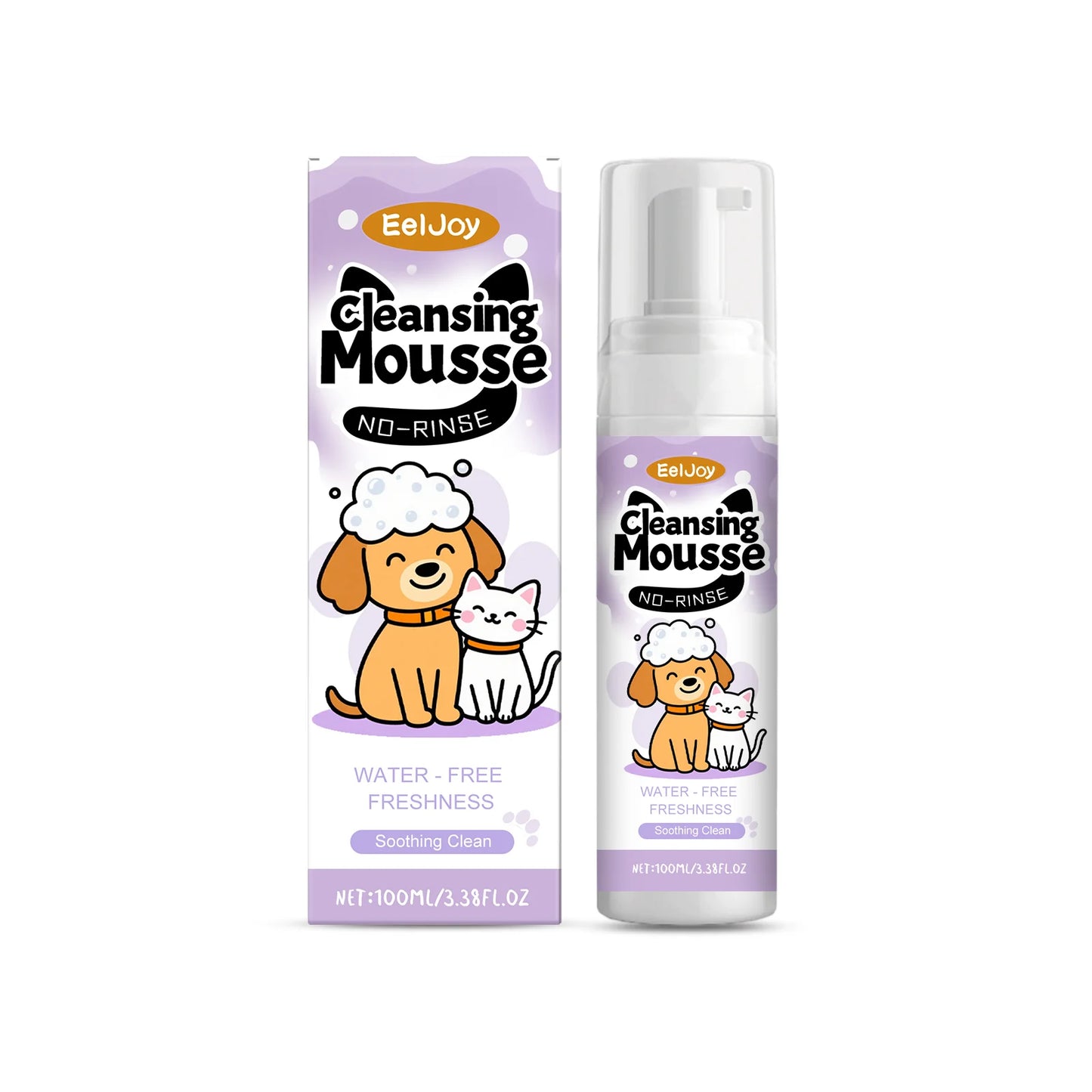 Pet No-Rinse Facial Cleansing Mousse, Cat And Dog Body Hair Deodorizing, Clean And Convenient No-Rinse Foam Mousse