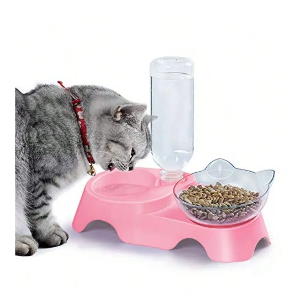 Dog Cat Bowls Pets Water And Food Bowl Set 15Tilted Water And Food Bowl Set With Automatic Waterer Bottle For Small Or Medium S