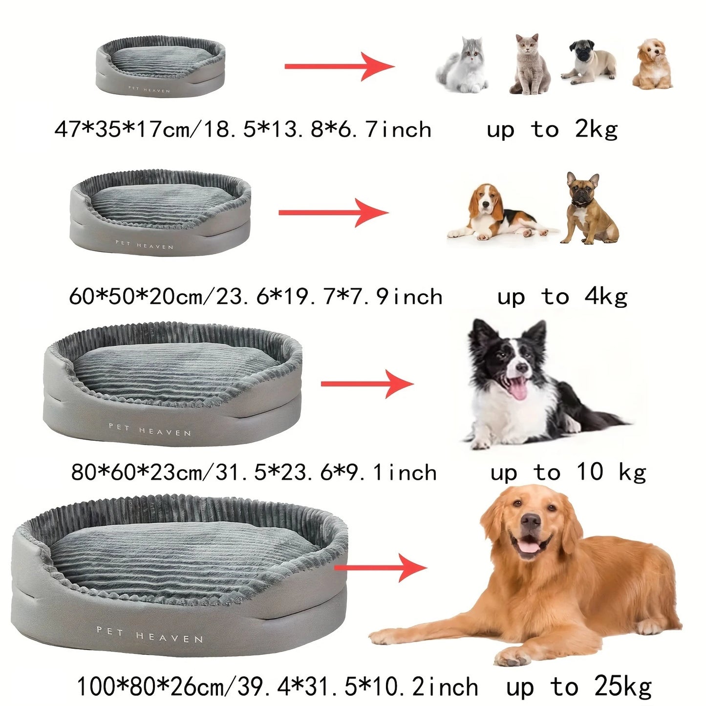Super Large Dog Bed, High Support Foam, Soft Cushion, Machine Washable, All-Season, Anti-Slip, Fits S/M/L/XL Dogs, Polyester