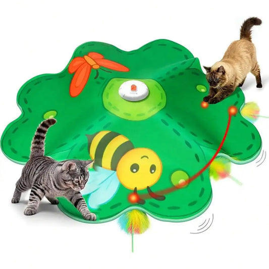 Interactive Rechargeable Cat Toy With LED Dot And Feather