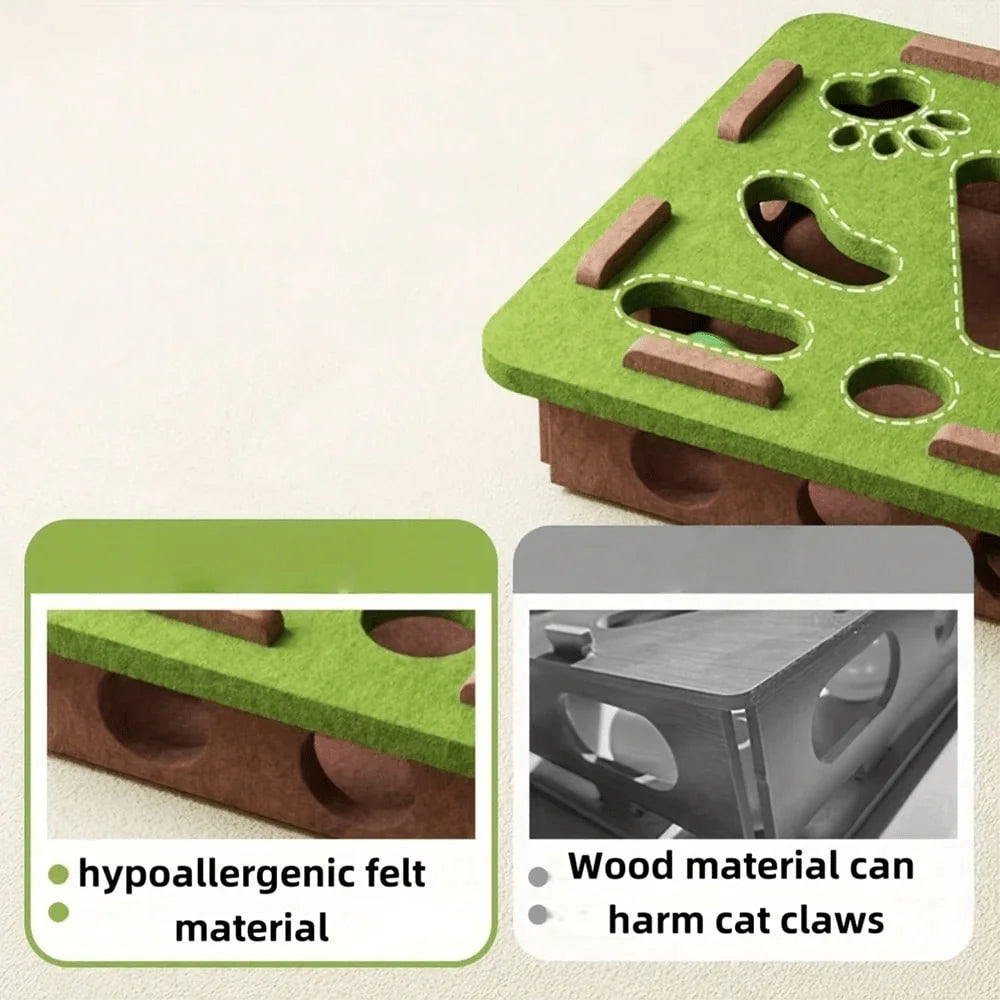 New Interactive Cat Toy, Cat Puzzle Toy With Maze Tunnel And Bell Ball, Durable Felt Material, Battery-Free, Suitable For Indoor Cats