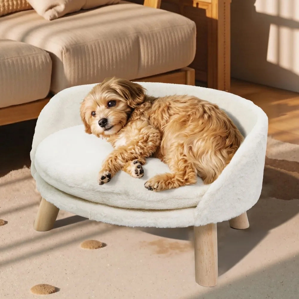Ultra Soft Elevated Dog Cat Sofa Bed Couch Pet Puppy Chair Backrest Stool Seat Lounger with Removable Waterproof Padded Cushion