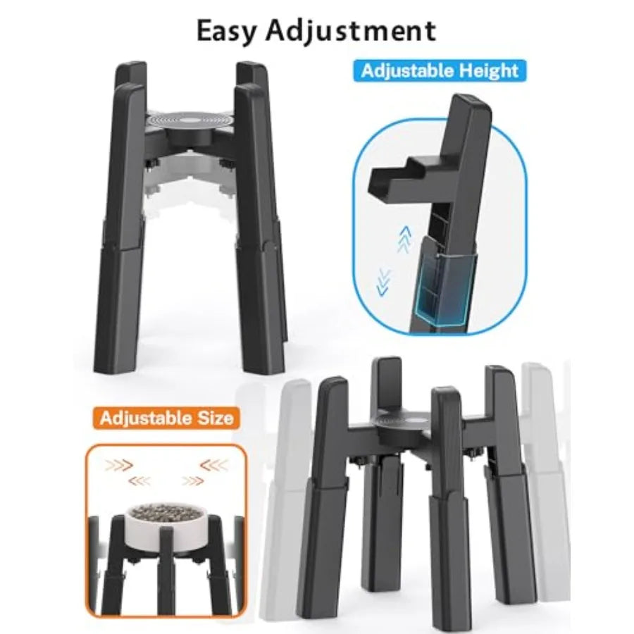 Dog Bowl Stand with Adjustable Hght and Width [2 Pack Stand Only] Elevated Pet Water Food Feeder for Medium and Large Pets Stab
