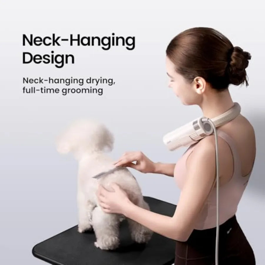 Pet Neck Dryer Professional Dog Dryer for Pet Grooming Hands-Free Dog Blow Dryer with Neck Hanging Dog Hair Dryer with 3 Speeds