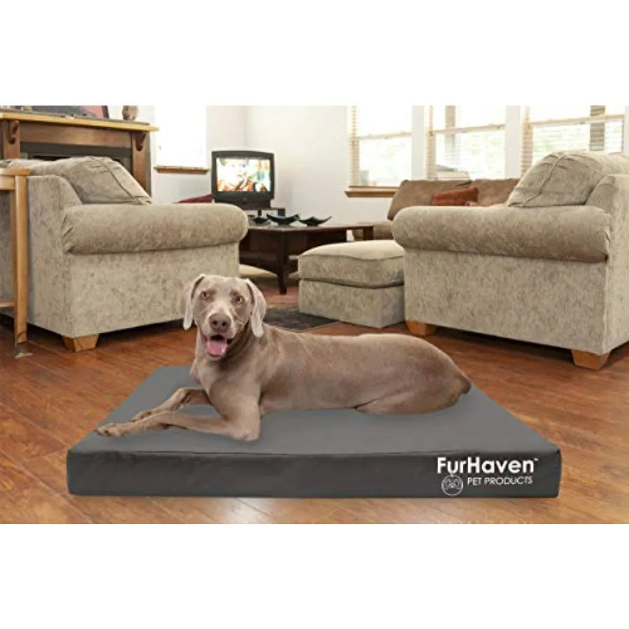 Water-Resistant Cooling Gel Dog Bed for Large Dogs w/ Removable Washable Cover For Dogs Up to 125 lbs - Indoor/Outdoor Logo Pri