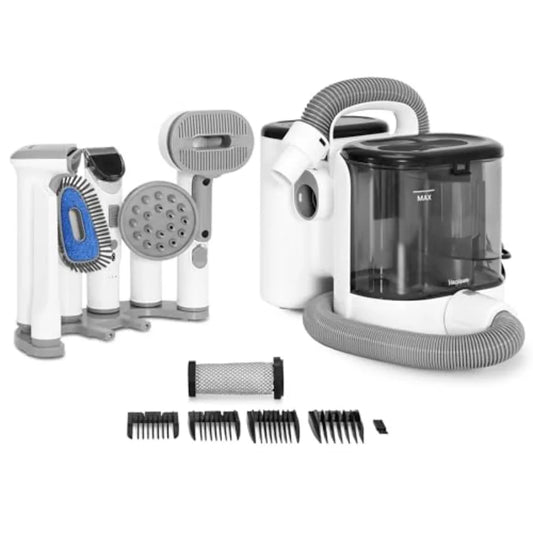 Exacme 7 in 1 Dog Grooming Vacuum and Dryer Grooming Kit Suction Pet Hair with 2.5L Dust Cup Adjustable Speed and Temperature C