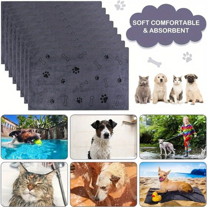 Labelable Pet Bath Towel Quick Drying Absorbent Dog Cat Bath Large Towel Soft Quick Drying Supplies