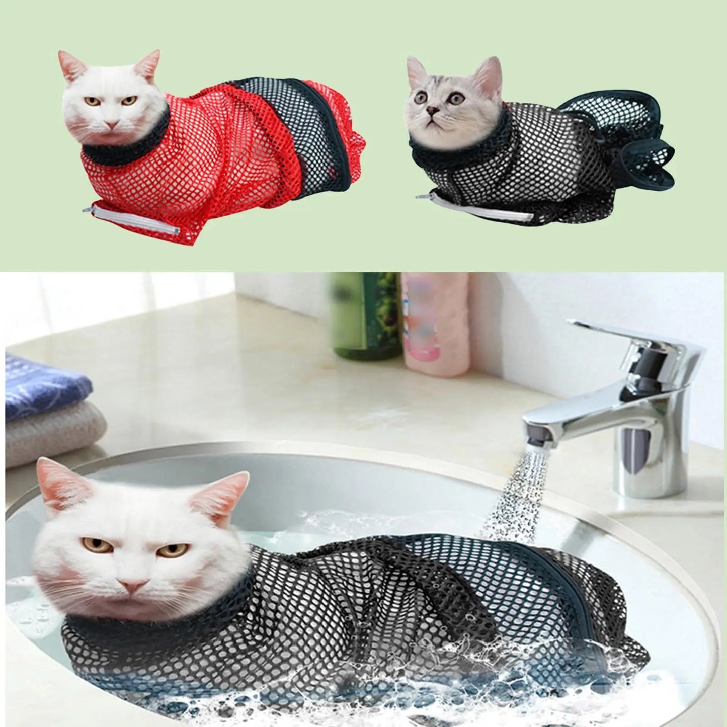 Cat Bathing Mesh Bag Anti Scratch Anti Bite Soft Durable for Cats & Dogs Restraint Grooming Nail Trimming Washing