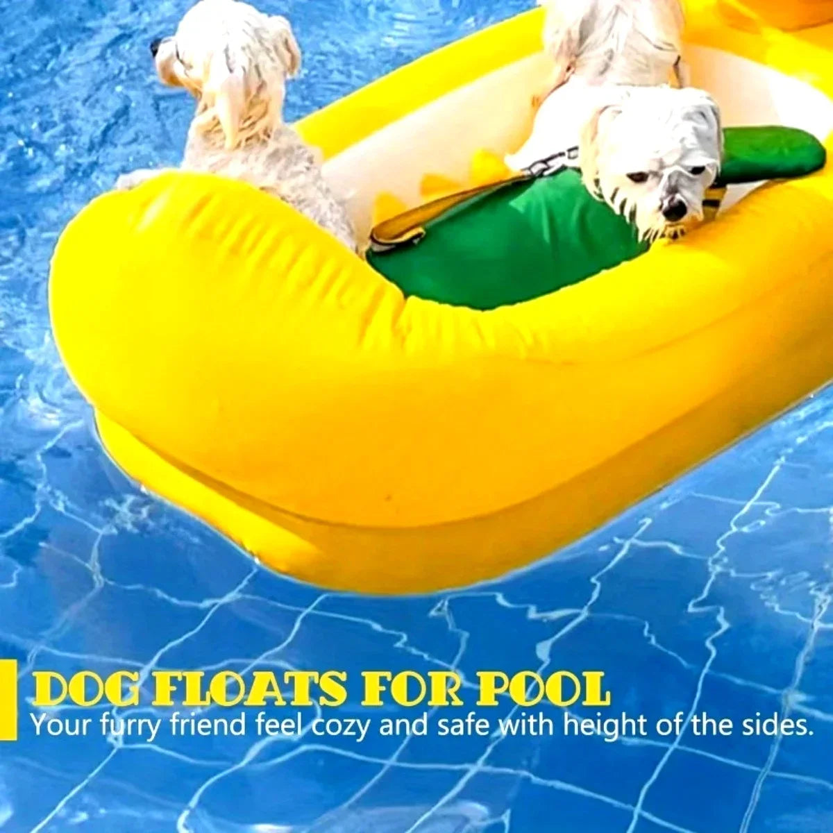 2in1 Dogs Pool Float Inflatable Foldable Pvc Dog Swimming Pool Yellow Duck Float for 22 Lb Pets Summer Pool Interactive Pet Toys