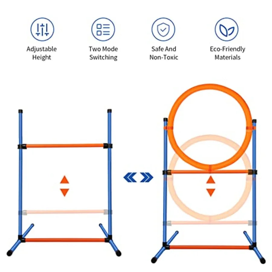 Dog Agility Training Equipment, 60-piece Dog Obstacle Course Training Starter Kit Pet Outdoor Game with Tunnel, Agility Hurdle,