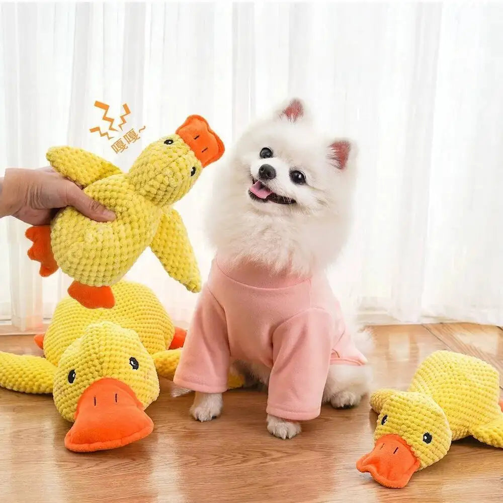 Squeaky Plush Duck Dog Toy Bite Resistant Puppy Chew Toy Teeth Grinding Companion Sleep Toy