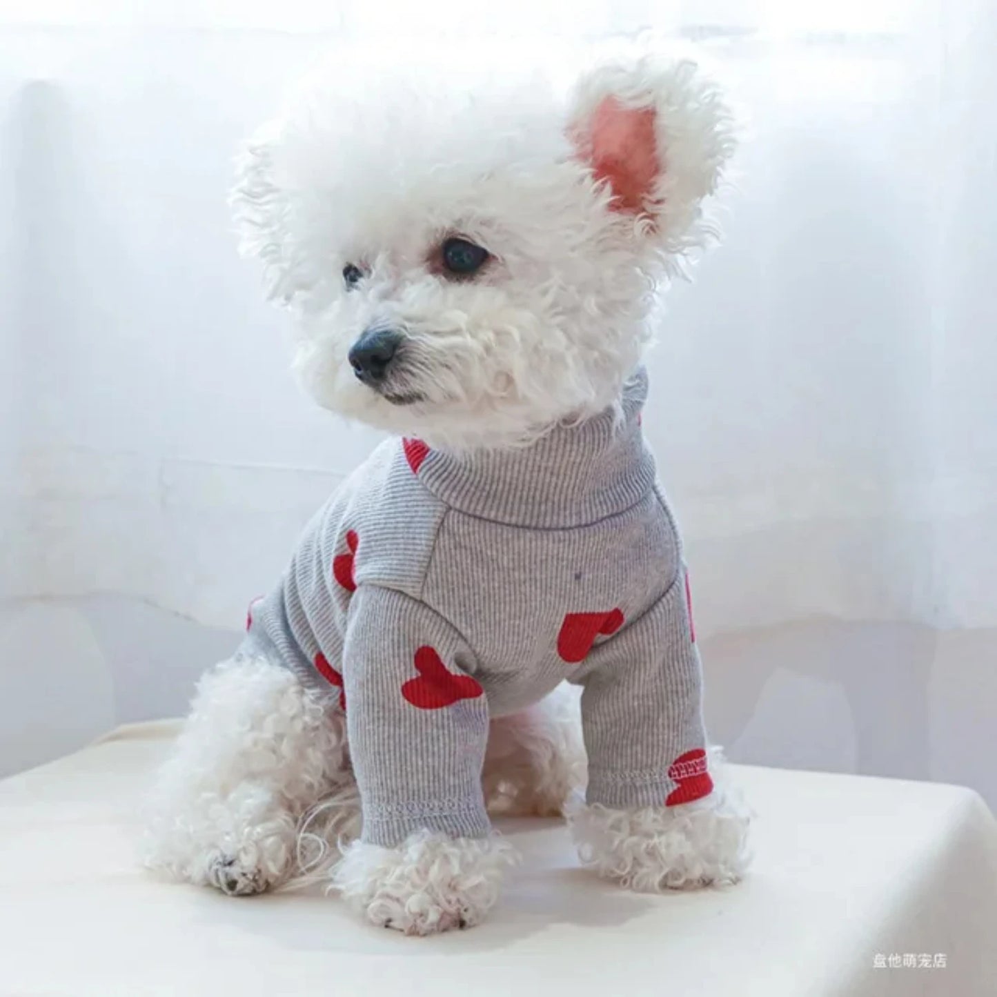 Dog Puppy Clothes Shirt Fit Small Dog Pet Cat All seasons Love printed Valentine's Day bottom shirt
