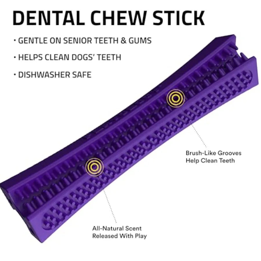 Dental Bundle for Senior Dogs Jumbo Peanut Butter Chew Stick and Pork Sausage Chew Ball Gentle on Gums and Made from Non Toxic