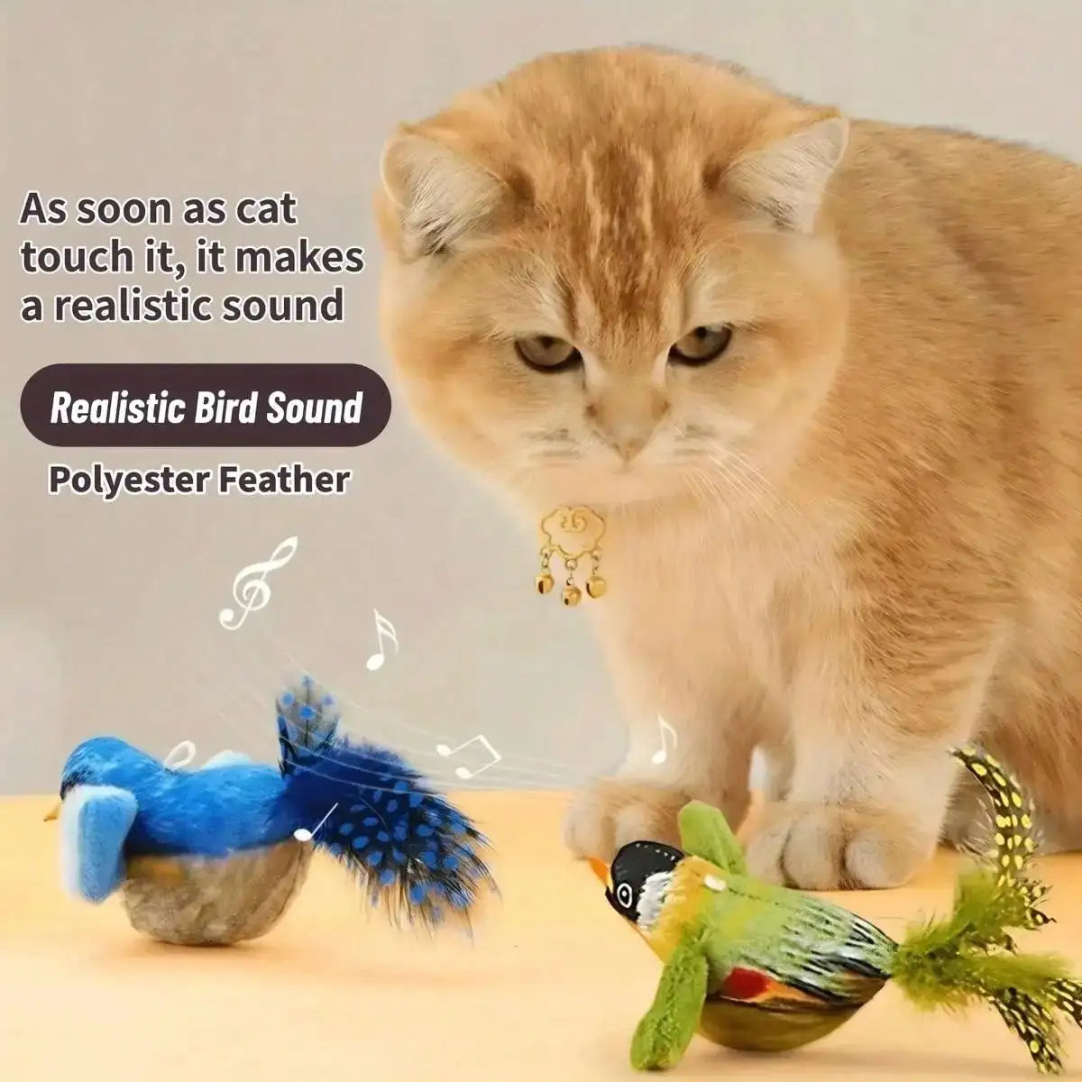 Interactive Cat Toy With Realistic Bird Sounds - No Battery Required, Hanging And Detachable Plaything Hot lifelike Bird Vivid Cat Toys Pet Catnip Simulation Molding Cat Teaser with Feather Soft Plush Fabric Toys for Kitten