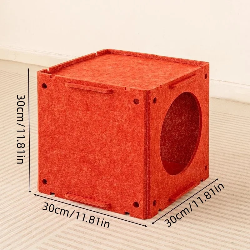 Extra Large Cartoon Cat House All-Season Enclosed Rabbit Hutch with Cat Cabinet Bed for Indoor Cats And Small Rabbits