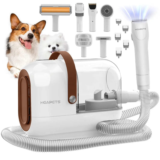3L Low Noise Pet Grooming Vacuum Kit with 7 Tools for Home Shedding, White