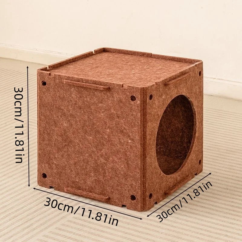 Extra Large Cartoon Cat House All-Season Enclosed Rabbit Hutch with Cat Cabinet Bed for Indoor Cats And Small Rabbits