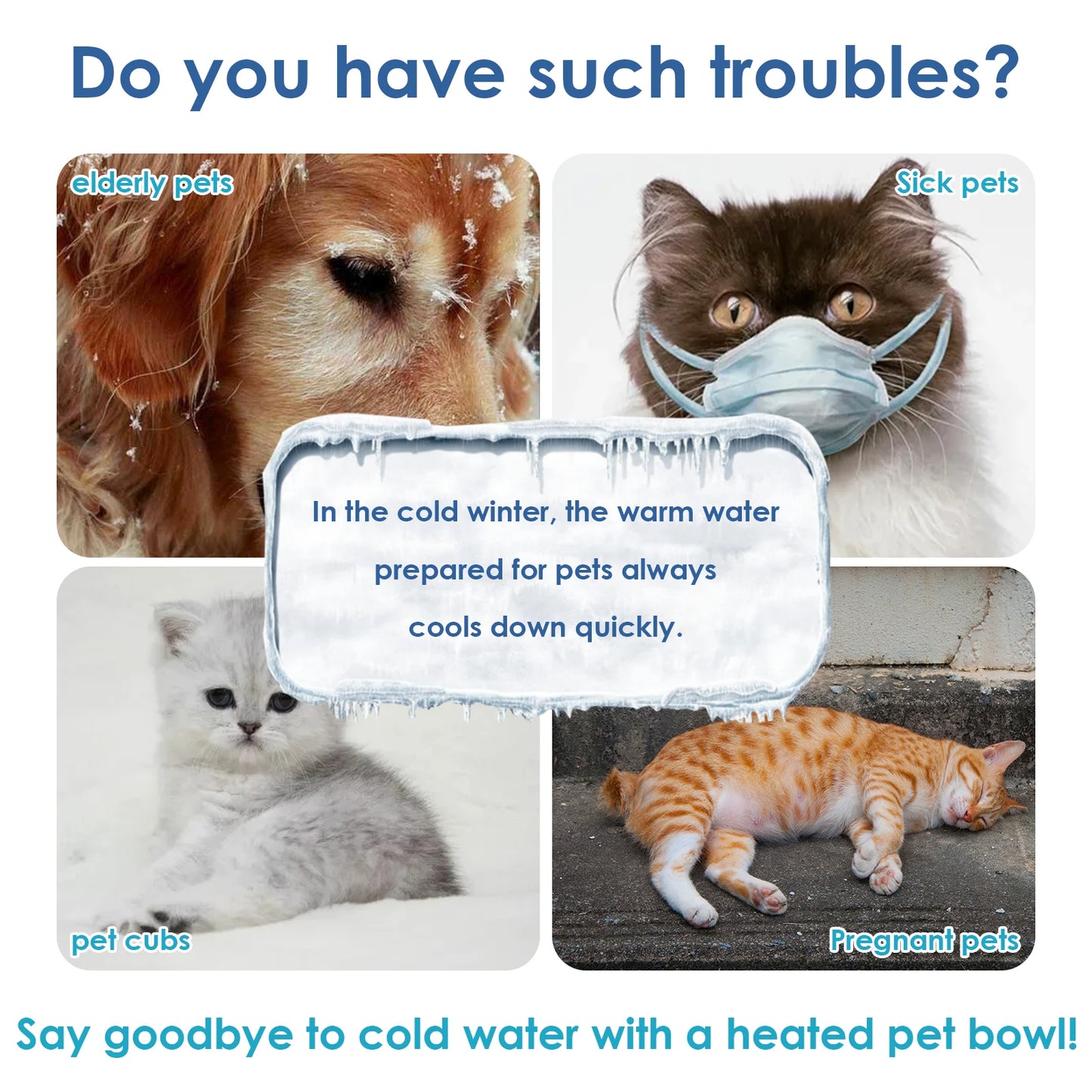 Heated Water Bowl 3.2 L/108 Oz Outdoor Thermal Pet Bowl Heated Pet Water Bowl Provides Drinkable Water in Winter for Dog & Cat