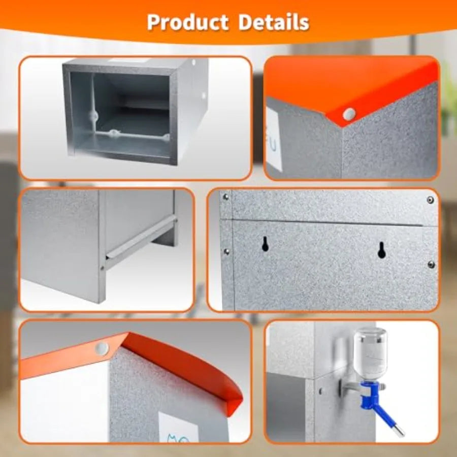 Automatic Gravity-Fed Dog Feeder with Water Bowl - Galvanized Steel Indoor/Outdoor Pet Food Station - 25lb Heavy-Duty Kibble Di